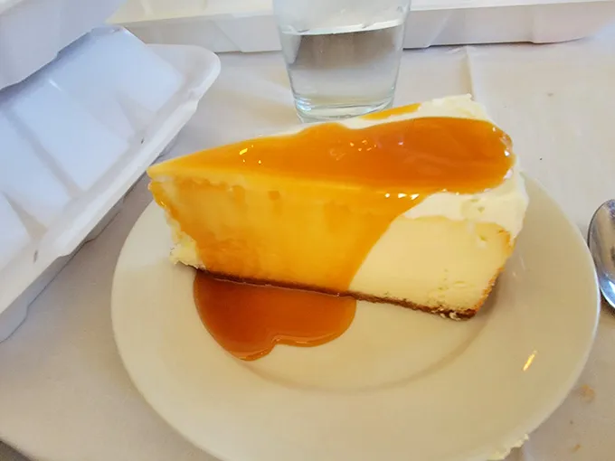Homemade cheesecake with caramel sauce